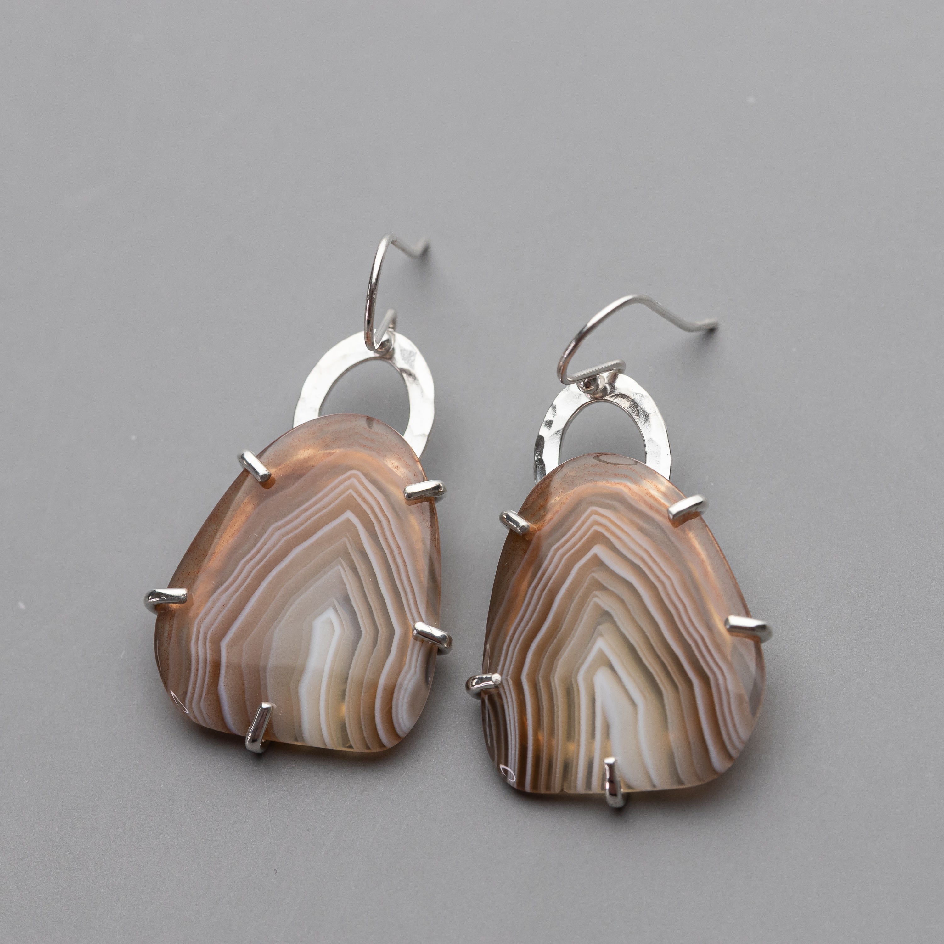 Prong Set Agate Earrings