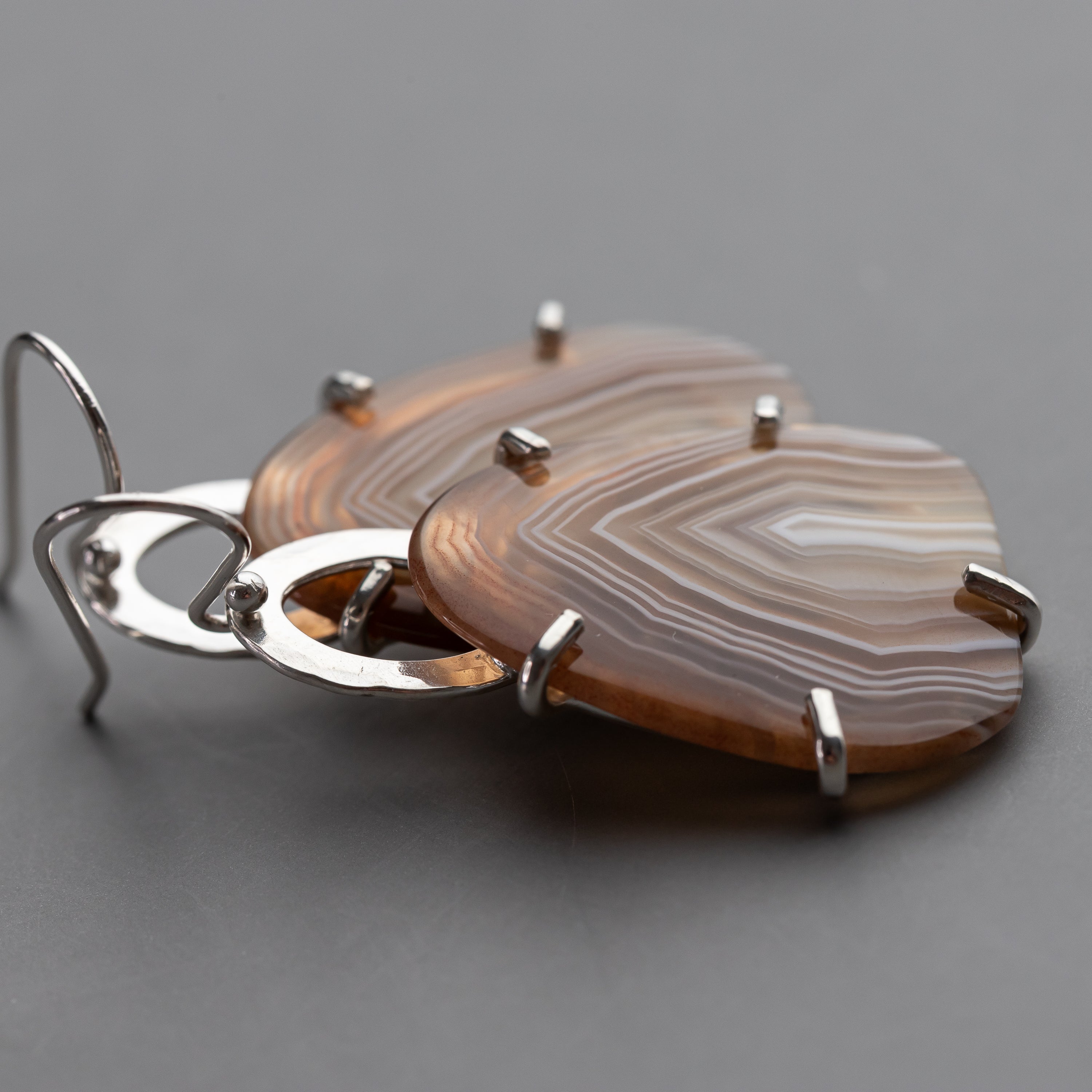 Prong Set Agate Earrings