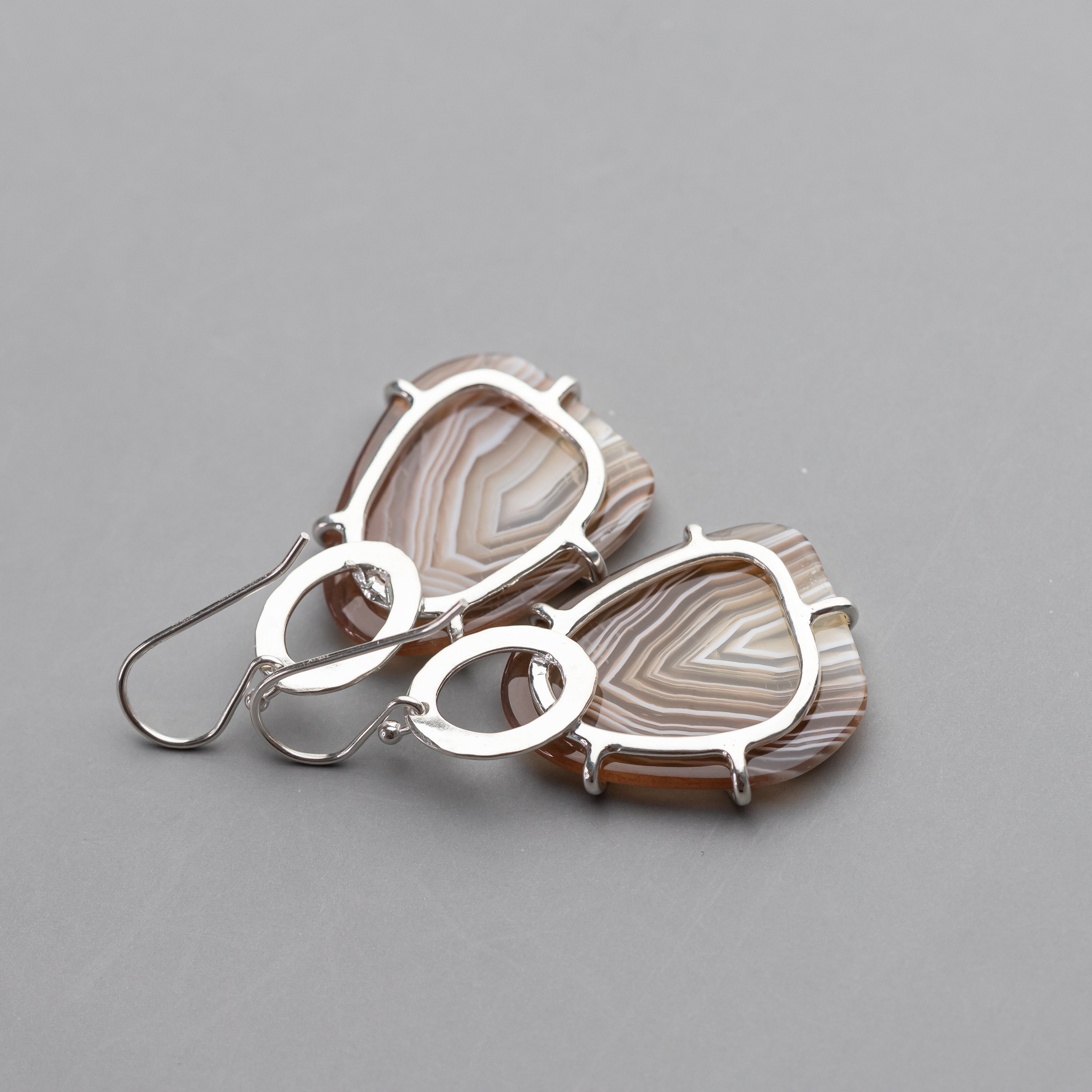 Prong Set Agate Earrings