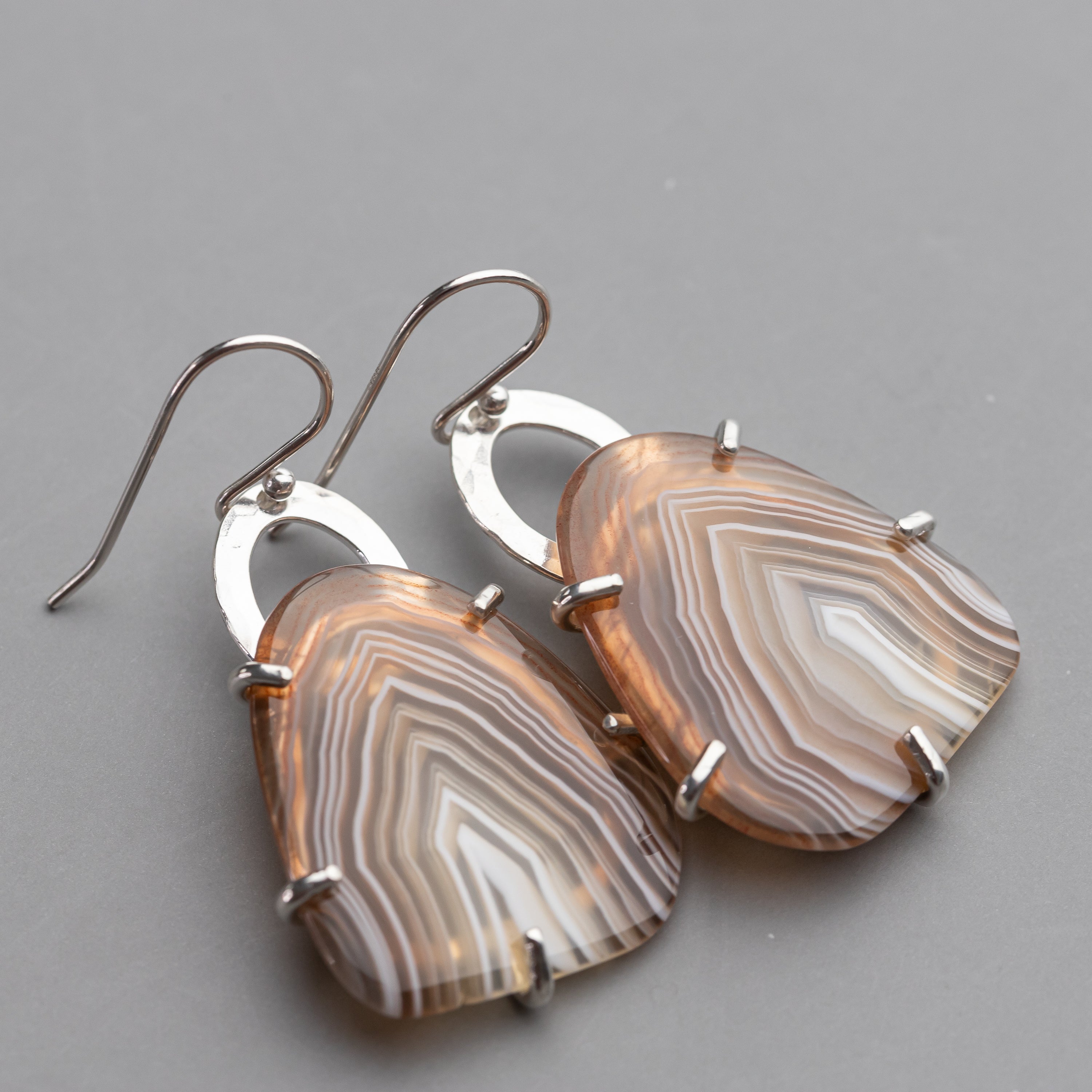 Prong Set Agate Earrings