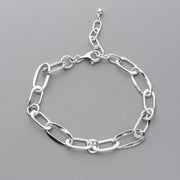 Handmade sterling silver chain bracelet with hammered links