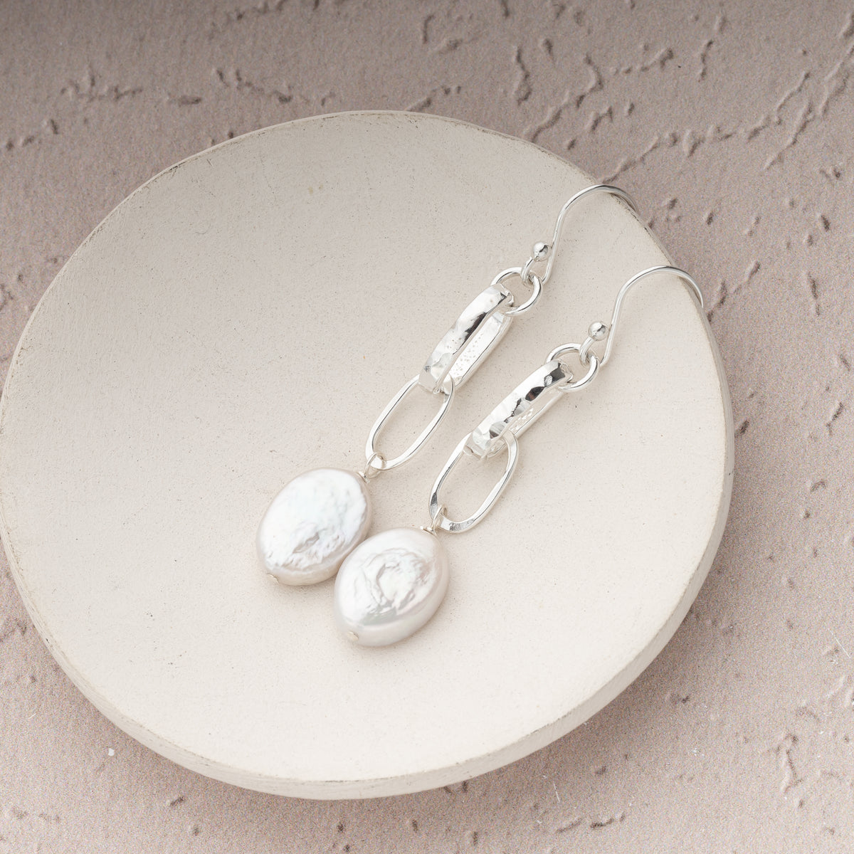 Oval Freshwater Pearl Dangle Earrings