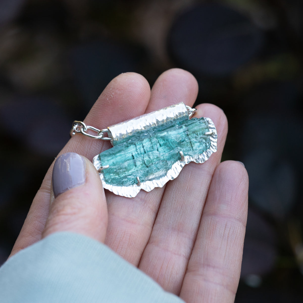 Raw Tourmaline Pendant Necklace