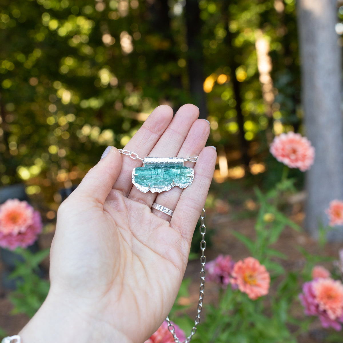 Raw Tourmaline Pendant Necklace