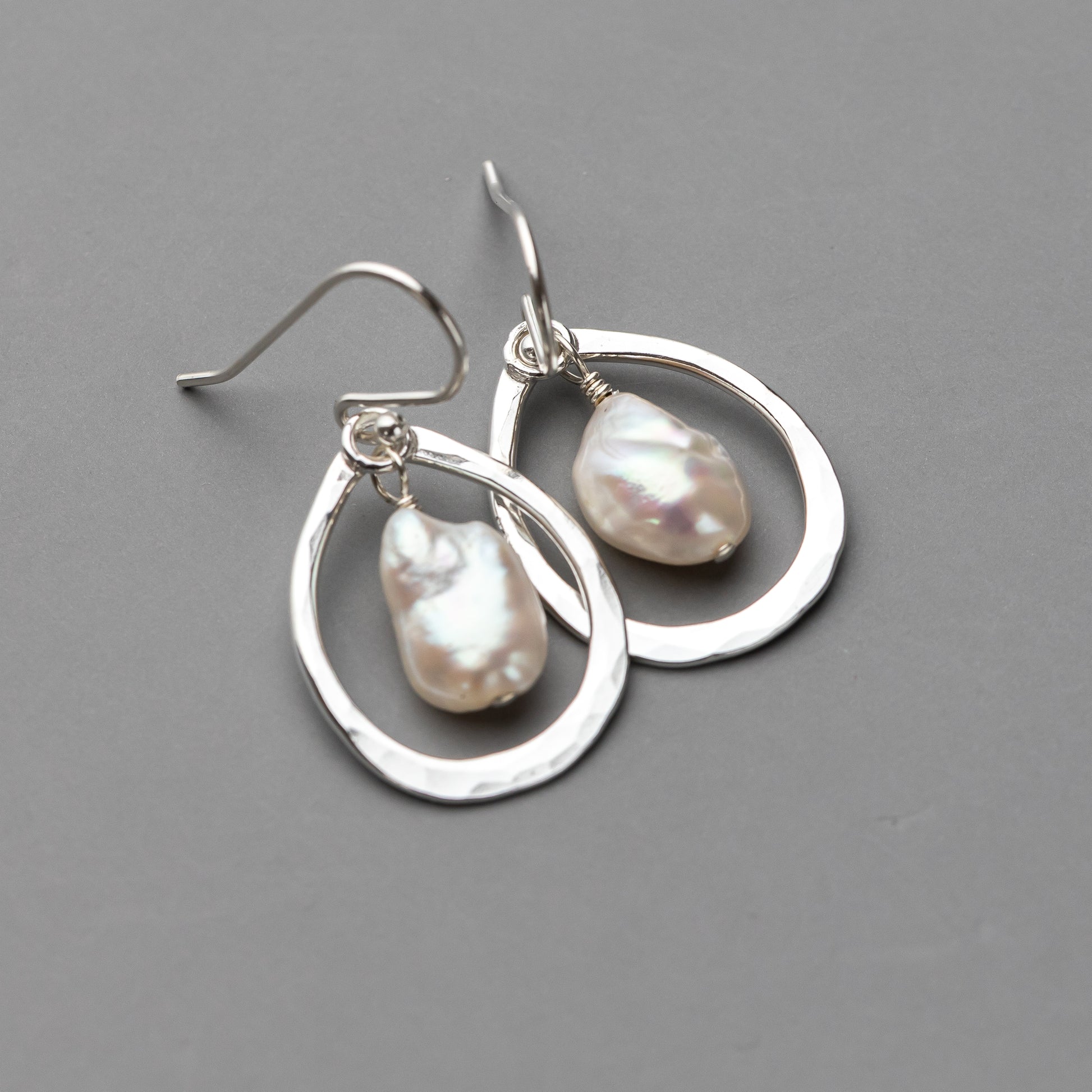 Natural pearl dangle earrings, handmade with solid sterling silver