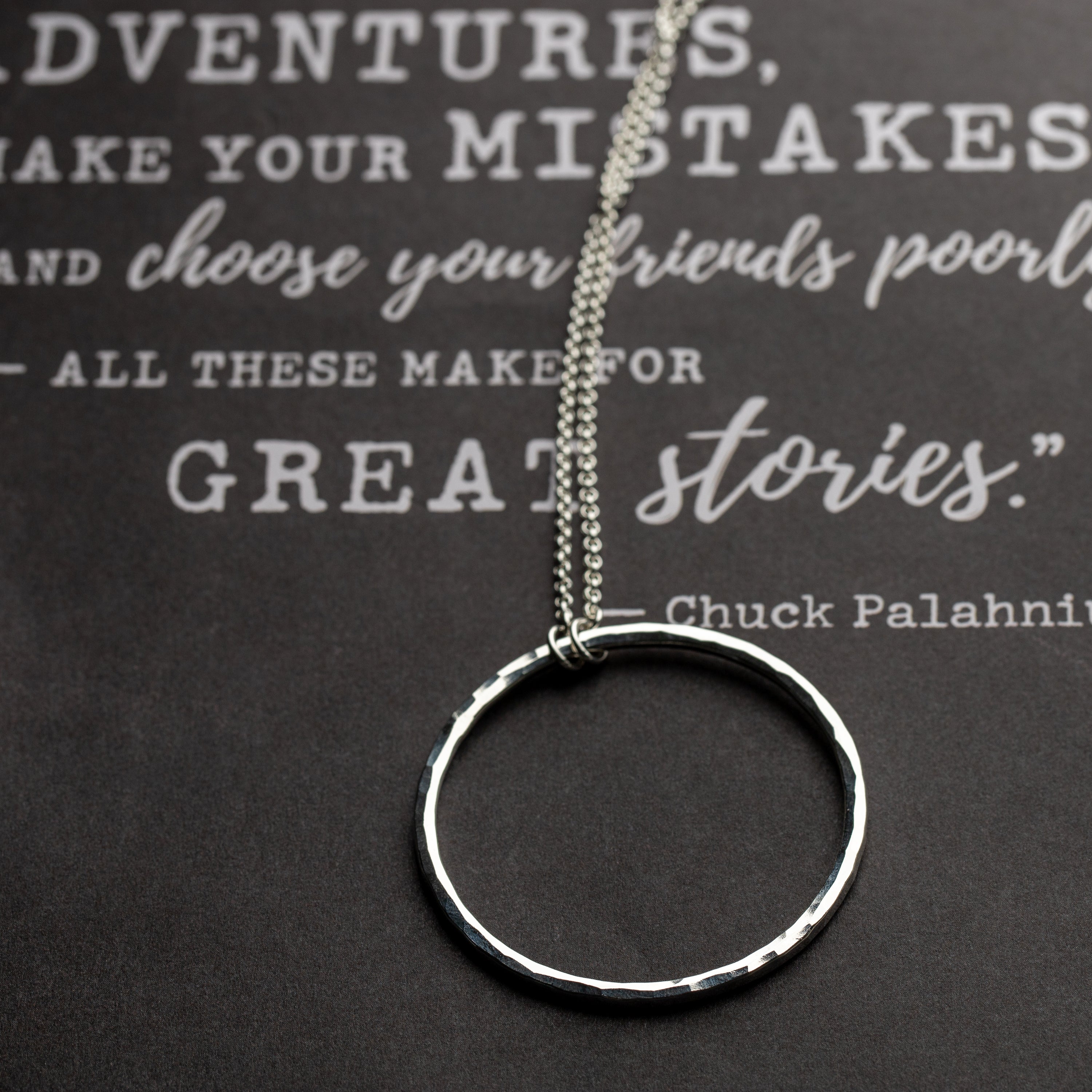 Bold Sterling Silver Circle Necklace, modern handmade silver jewelry for her