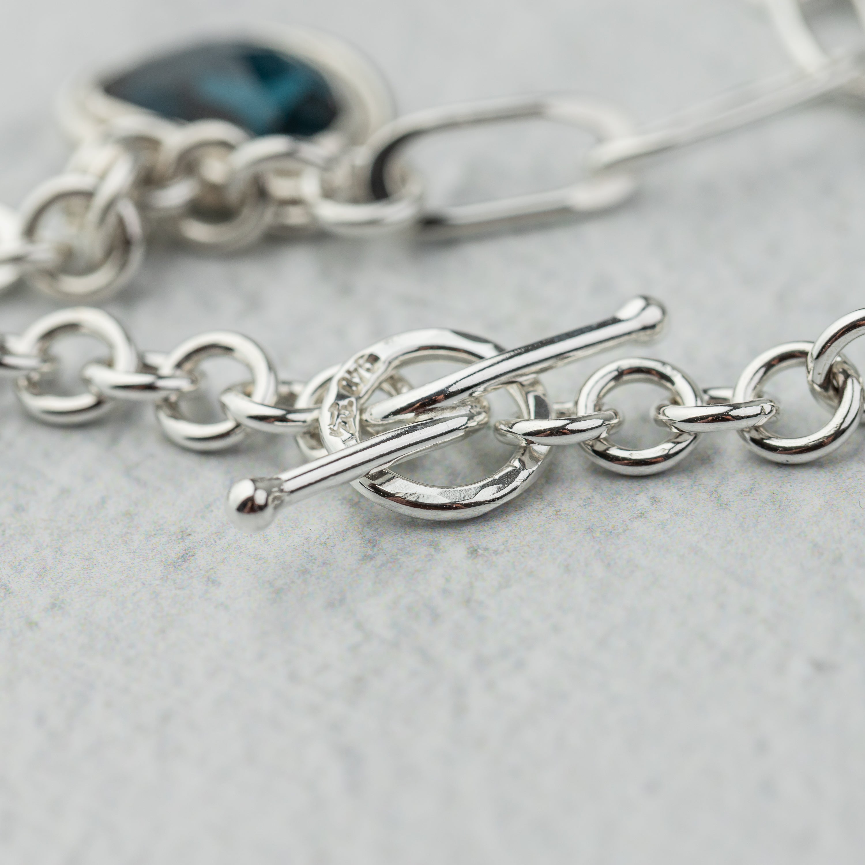 Blue Topaz Pendant on Handmade Silver Chain