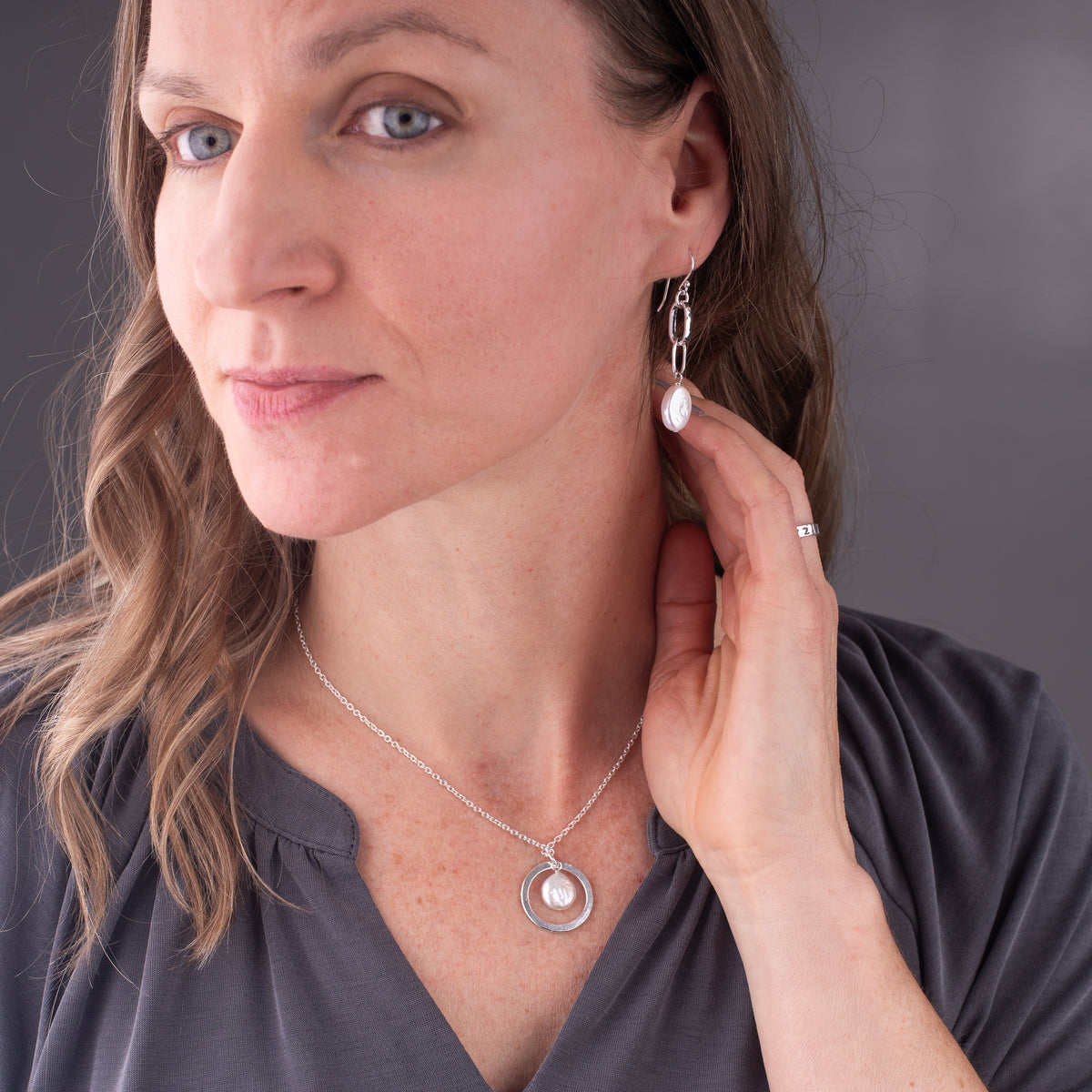 Oval Freshwater Pearl Dangle Earrings