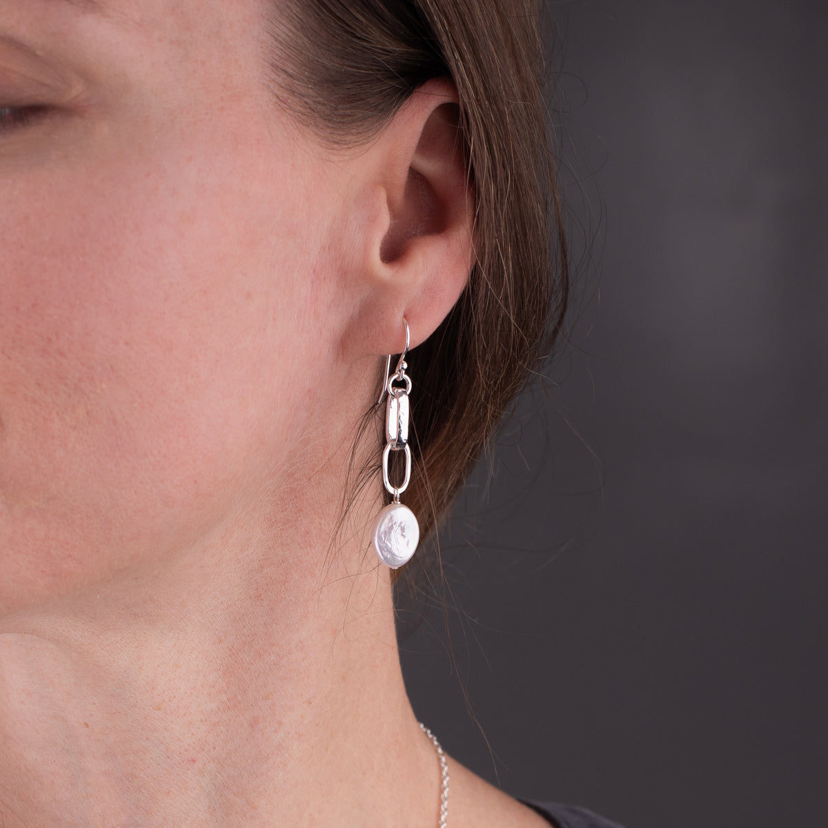 Oval Freshwater Pearl Dangle Earrings