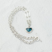 Blue Topaz Pendant on Handmade Silver Chain