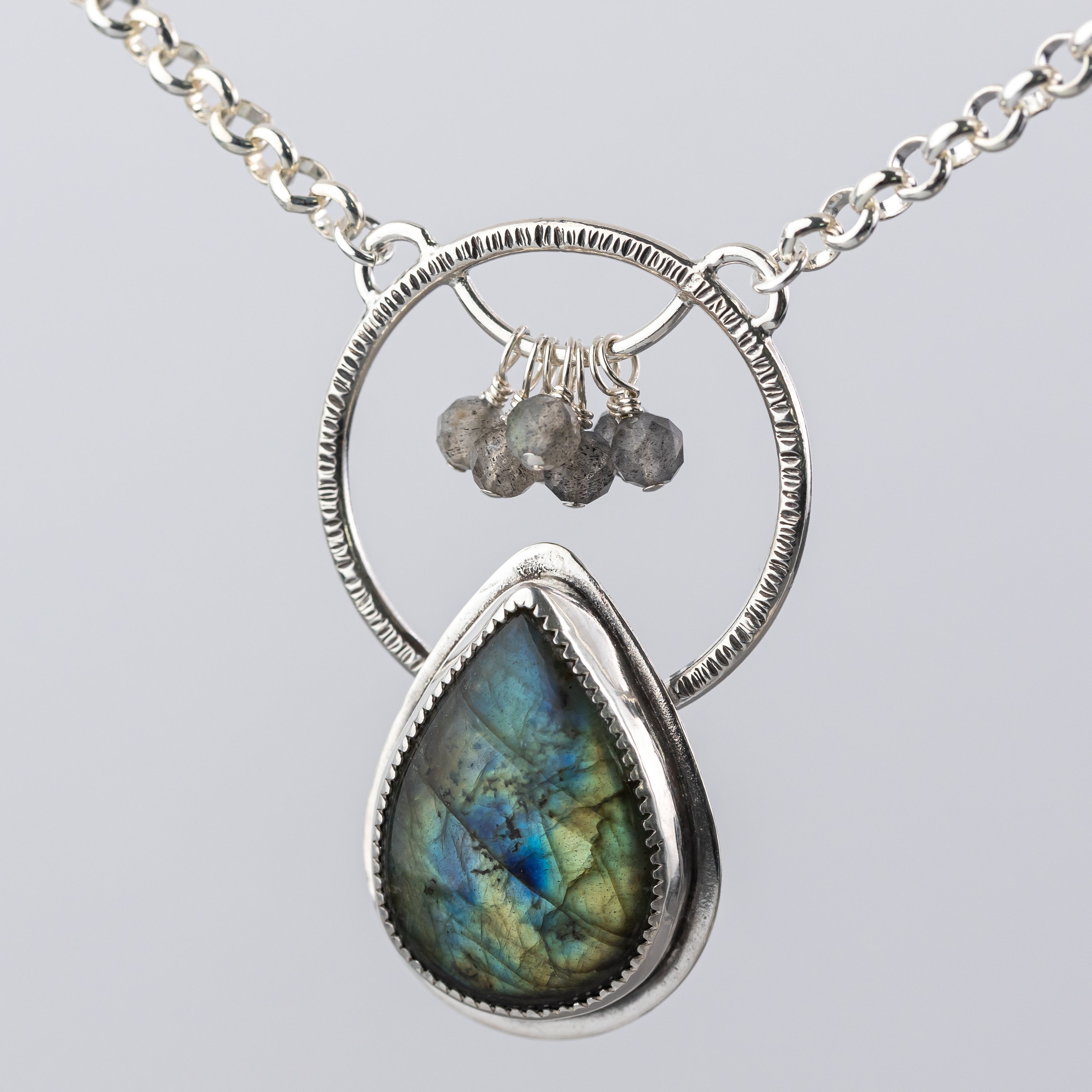 Labradorite Dangle Pendant Necklace