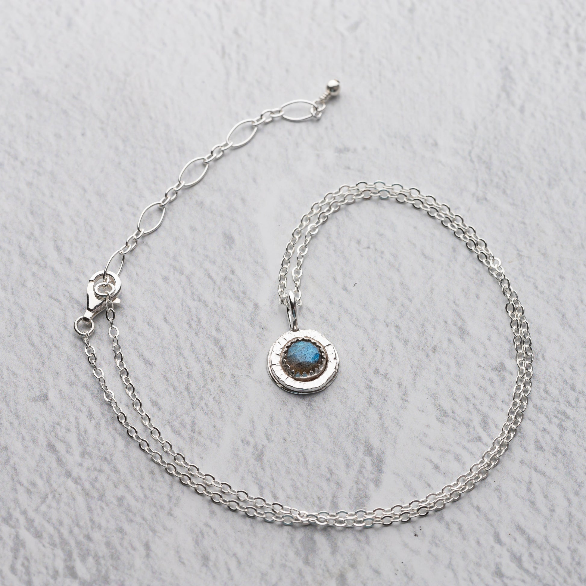 Small gemstone pendant on a silver chain.  handmade labradorite jewelry for her
