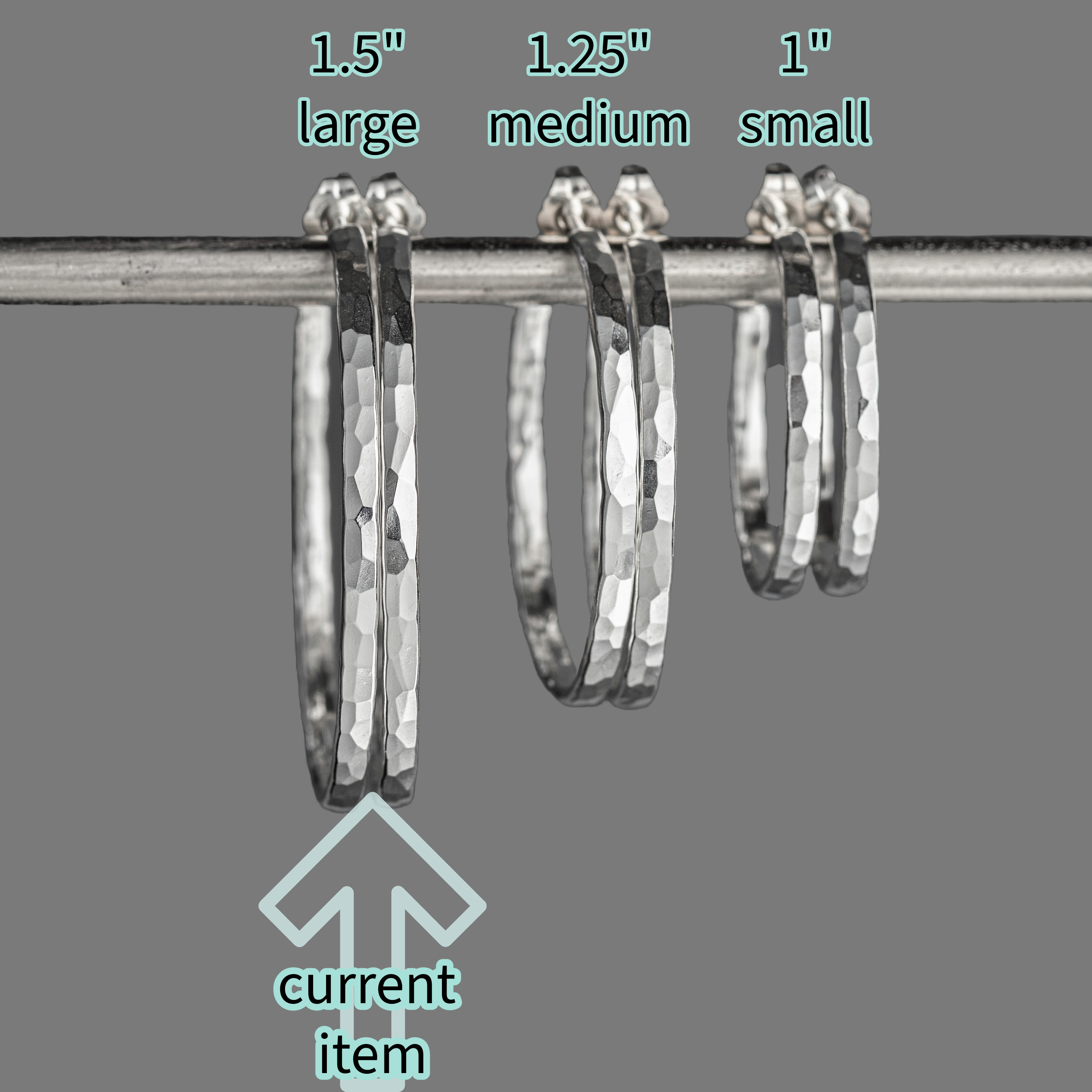 handcrafted sterling silver hoops with hammered texture.  Bright and shiny hoop earrings that are nickel free and made with real silver