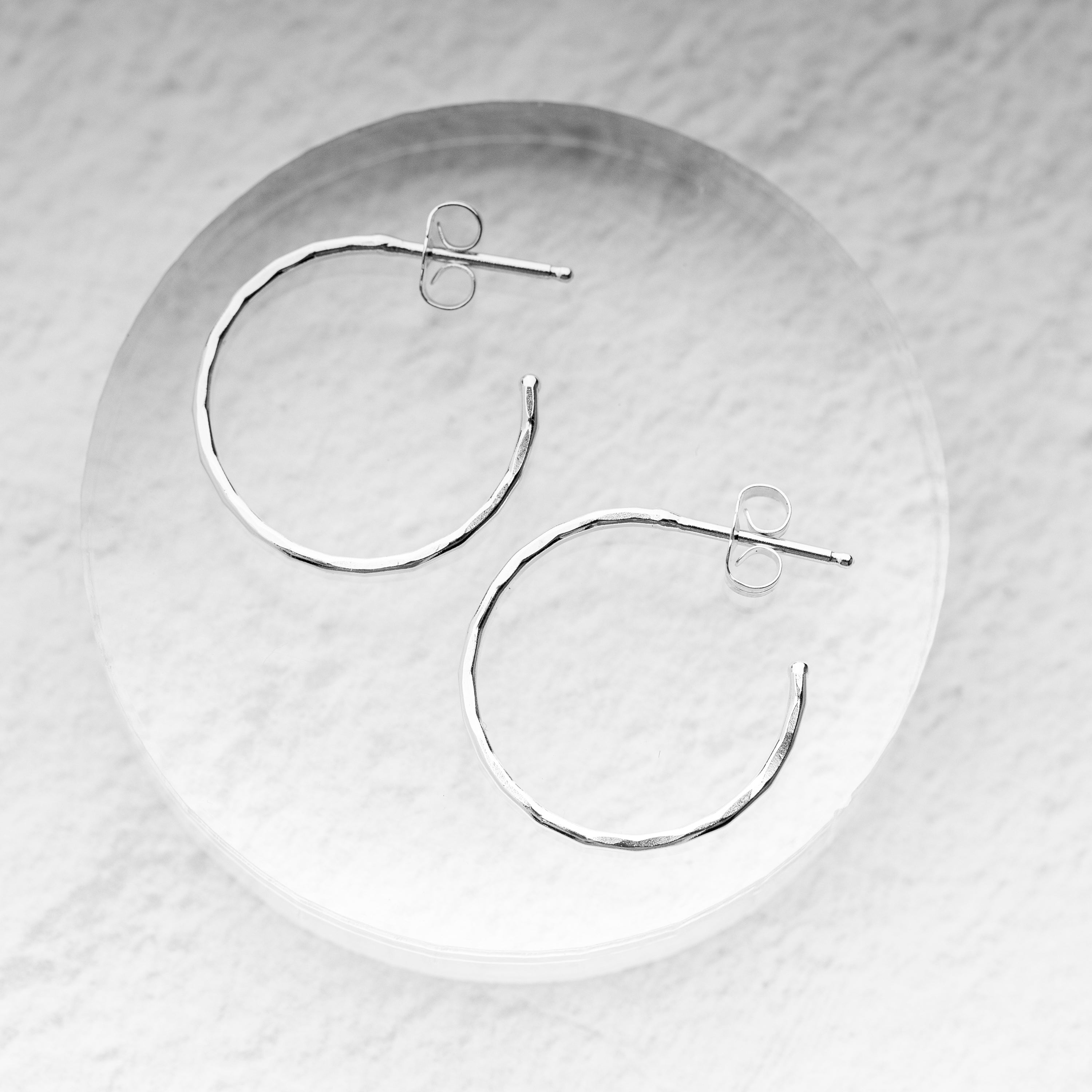 minimalist dainty silver hoops for sensitive ears