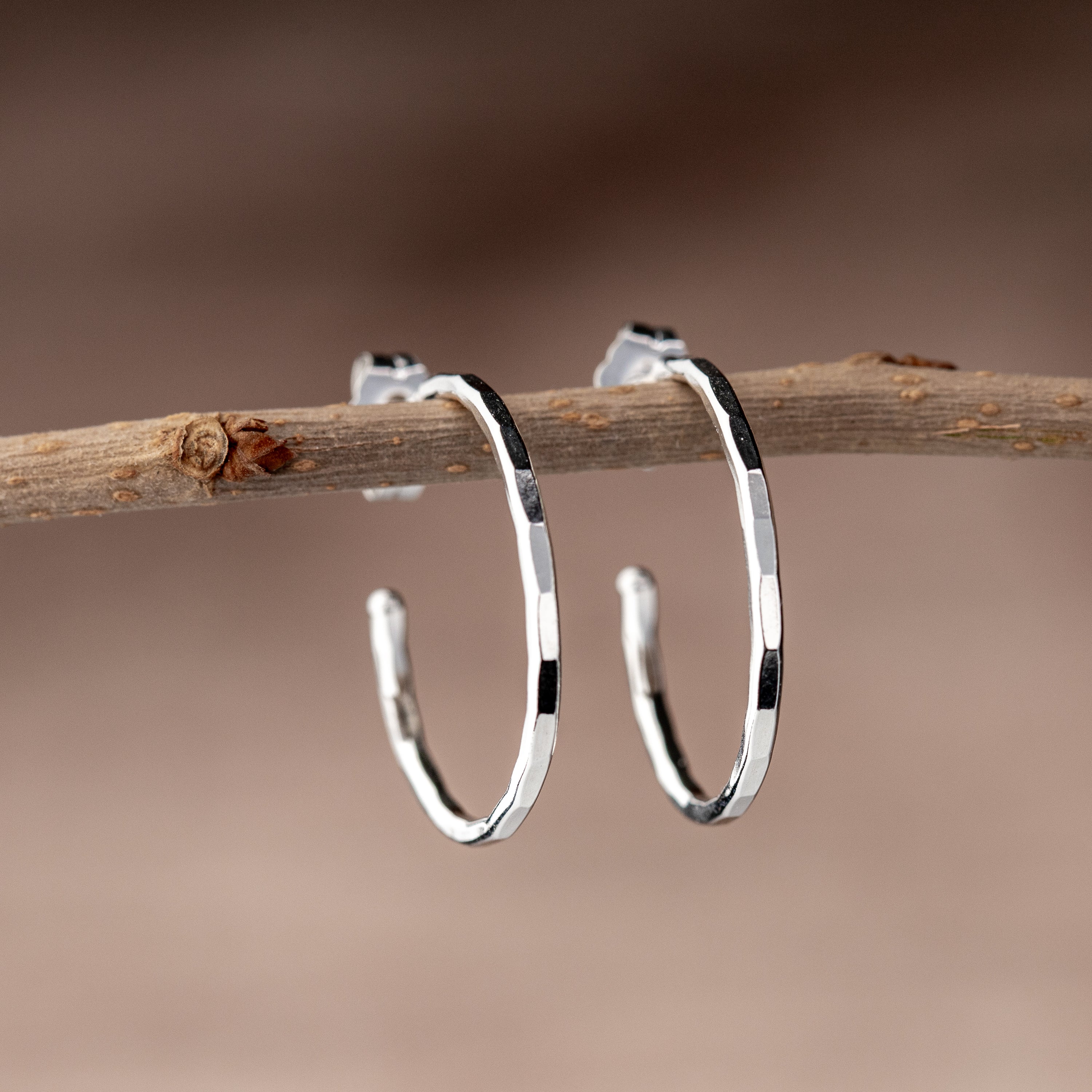 sparkling hammered sterling silver hoop earrings