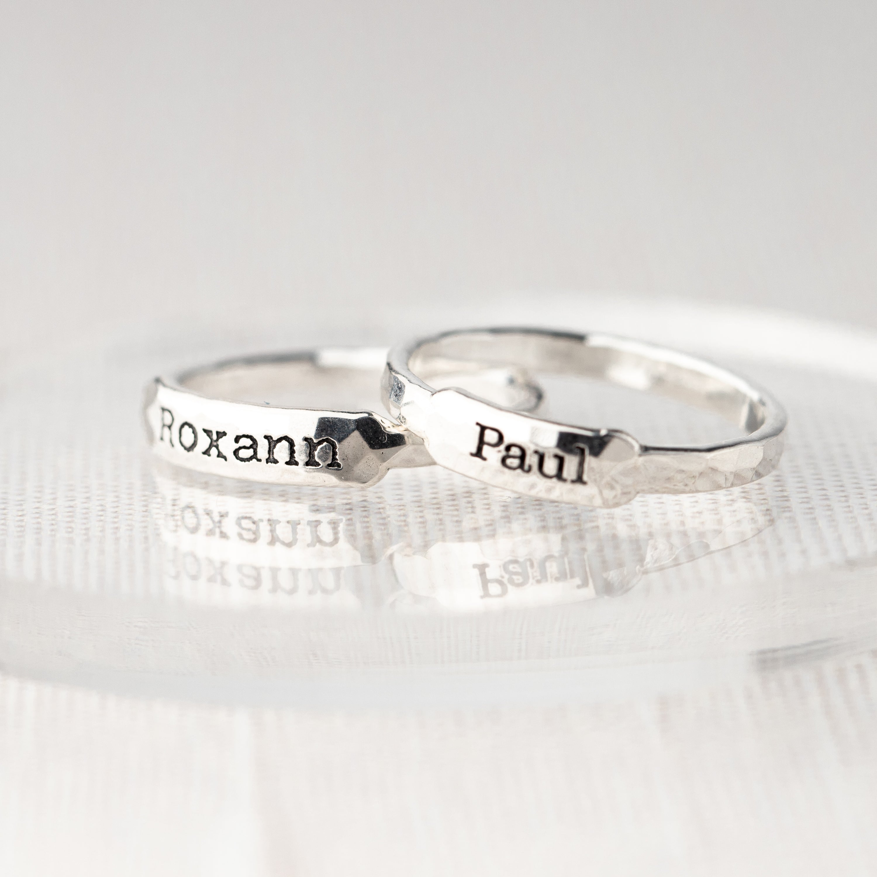 Silver Name Rings, Custom Engraved