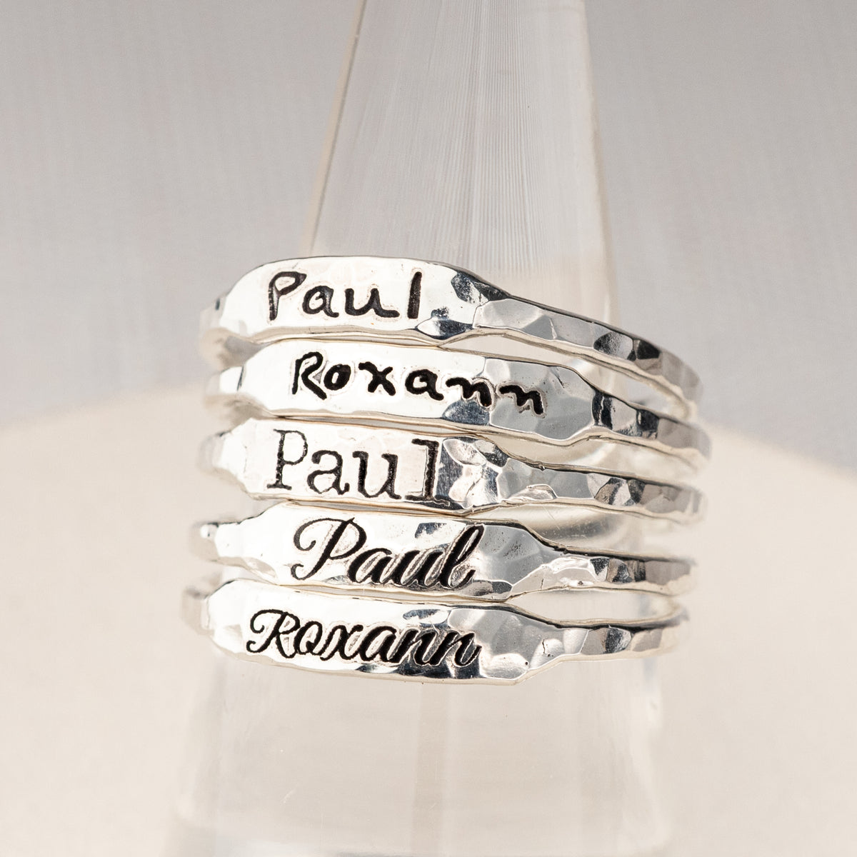 Customized Name Engraved Rings Custom Engraved Sterling Silver Stacking Name Rings for Her – Lizardi ...