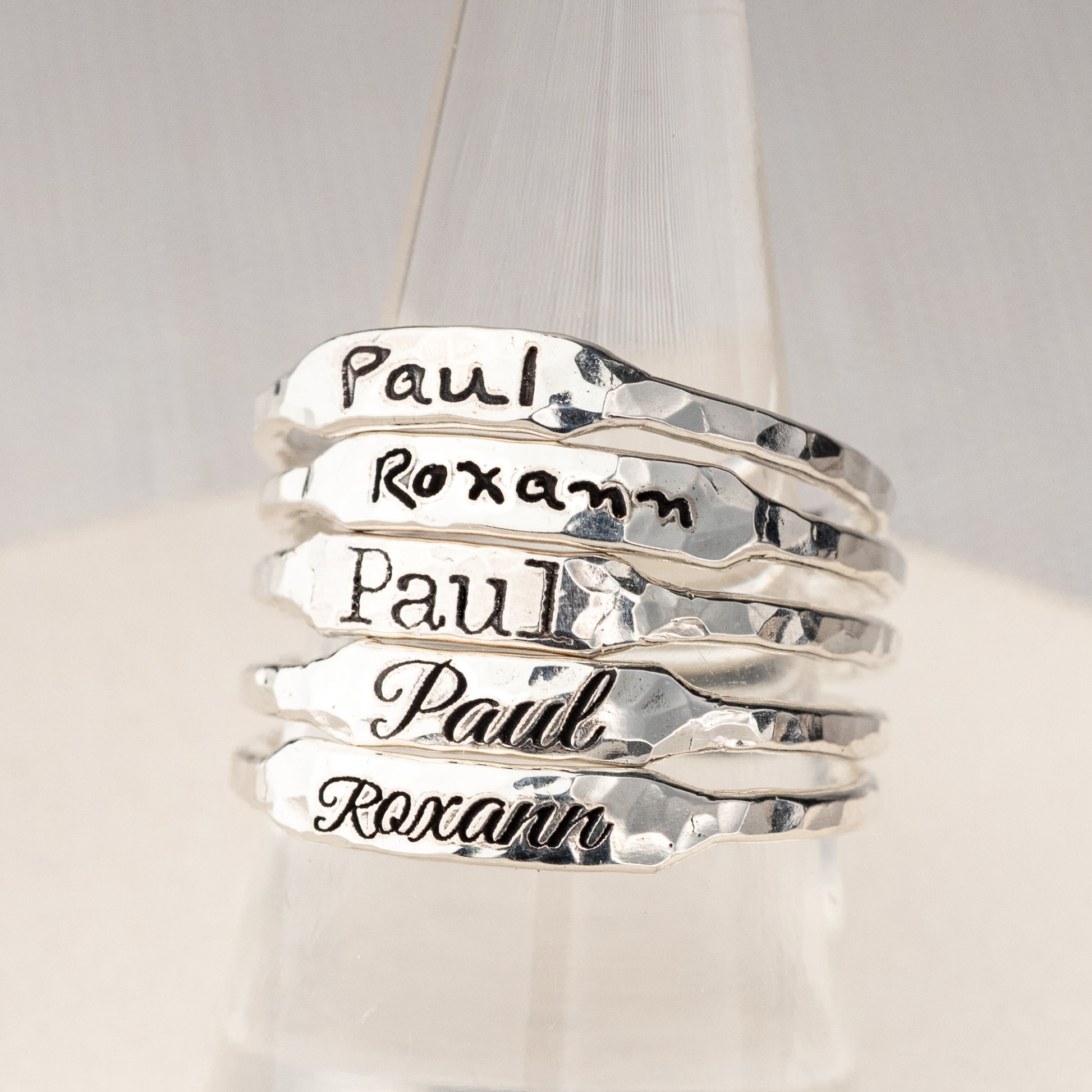 handmade sterling silver name rings
