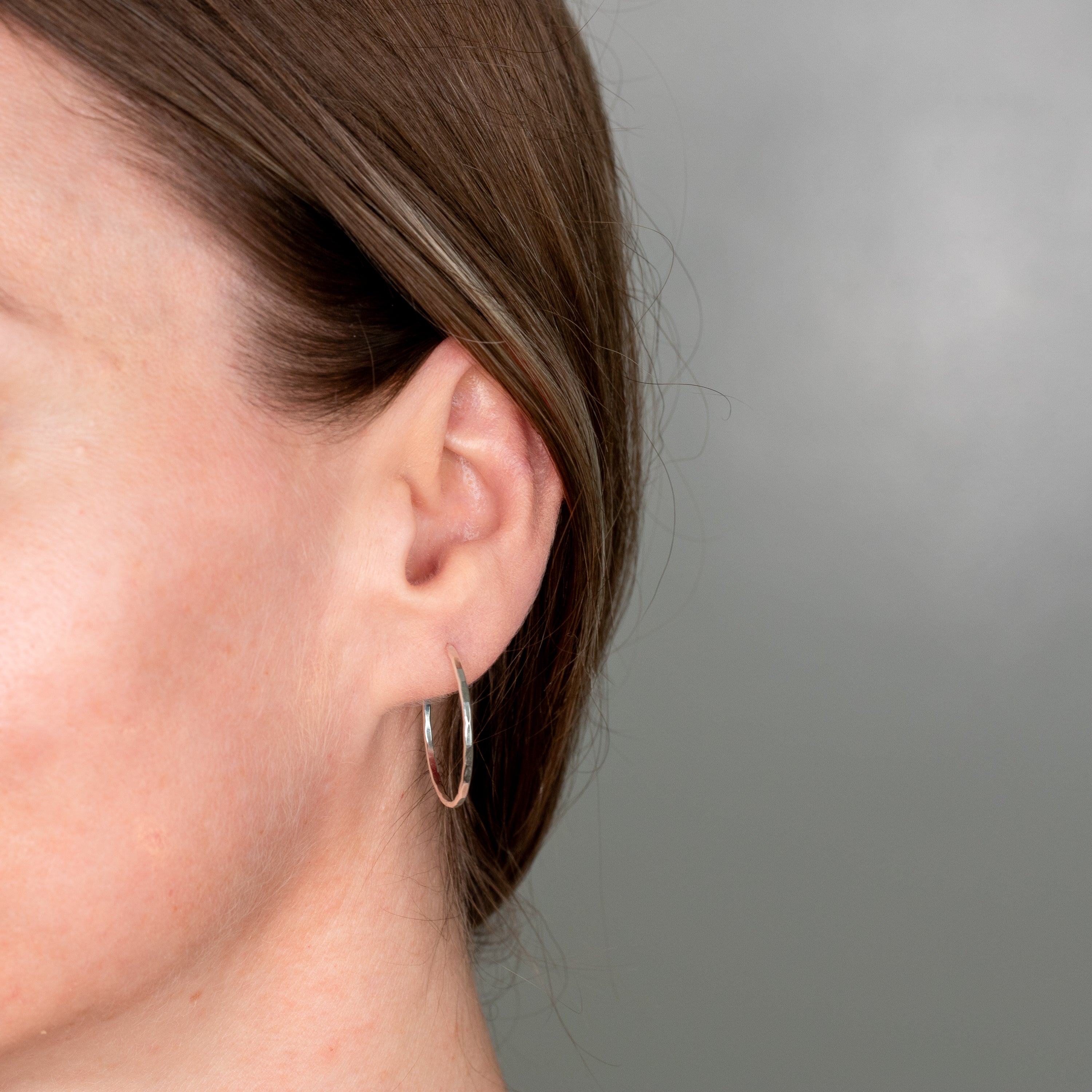 lightweight hammered sterling silver hoop earrings