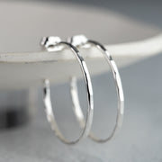 1 inch thin silver hoop earrings lightweight handmade
