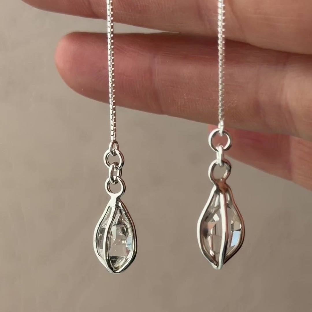 Load video: Herkimer Diamond Threader Earrings