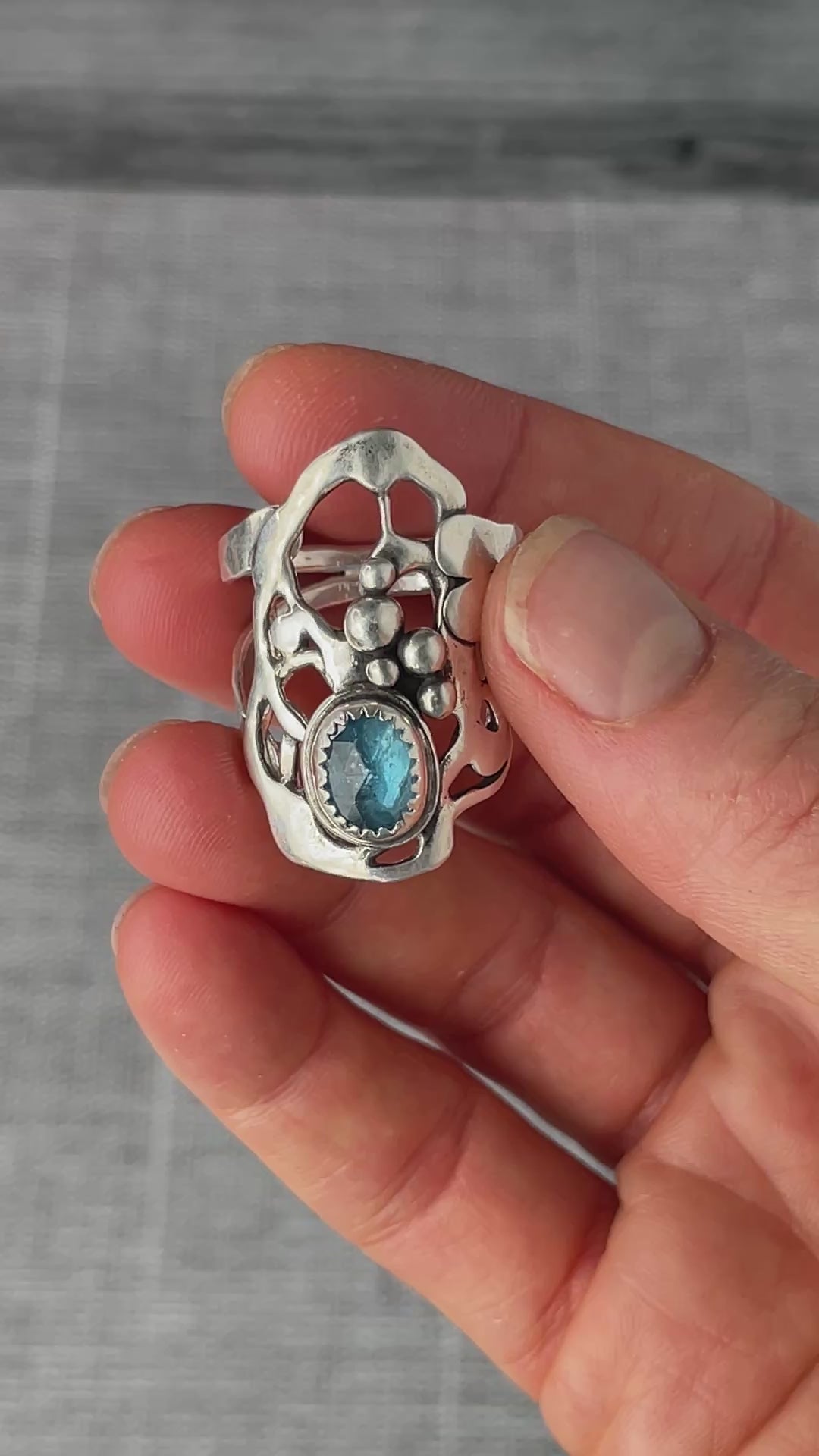 Load video: Blue Apatite Statement Ring