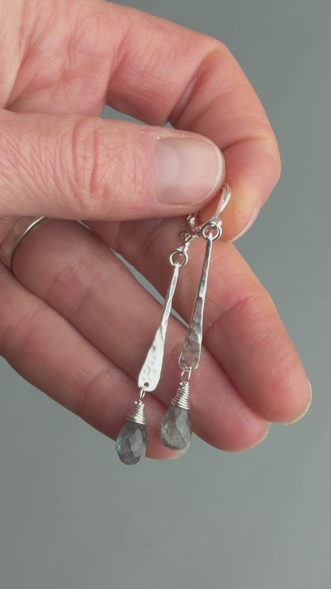 Load video: Labradorite Teardrop Earrings