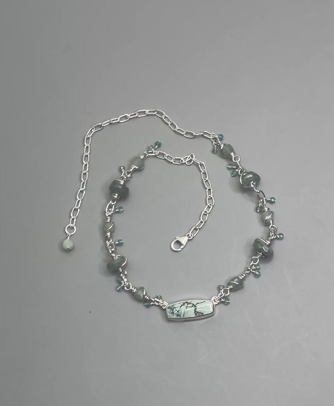 Load video: Variscite Pendant on Wrapped Gemstone Chain