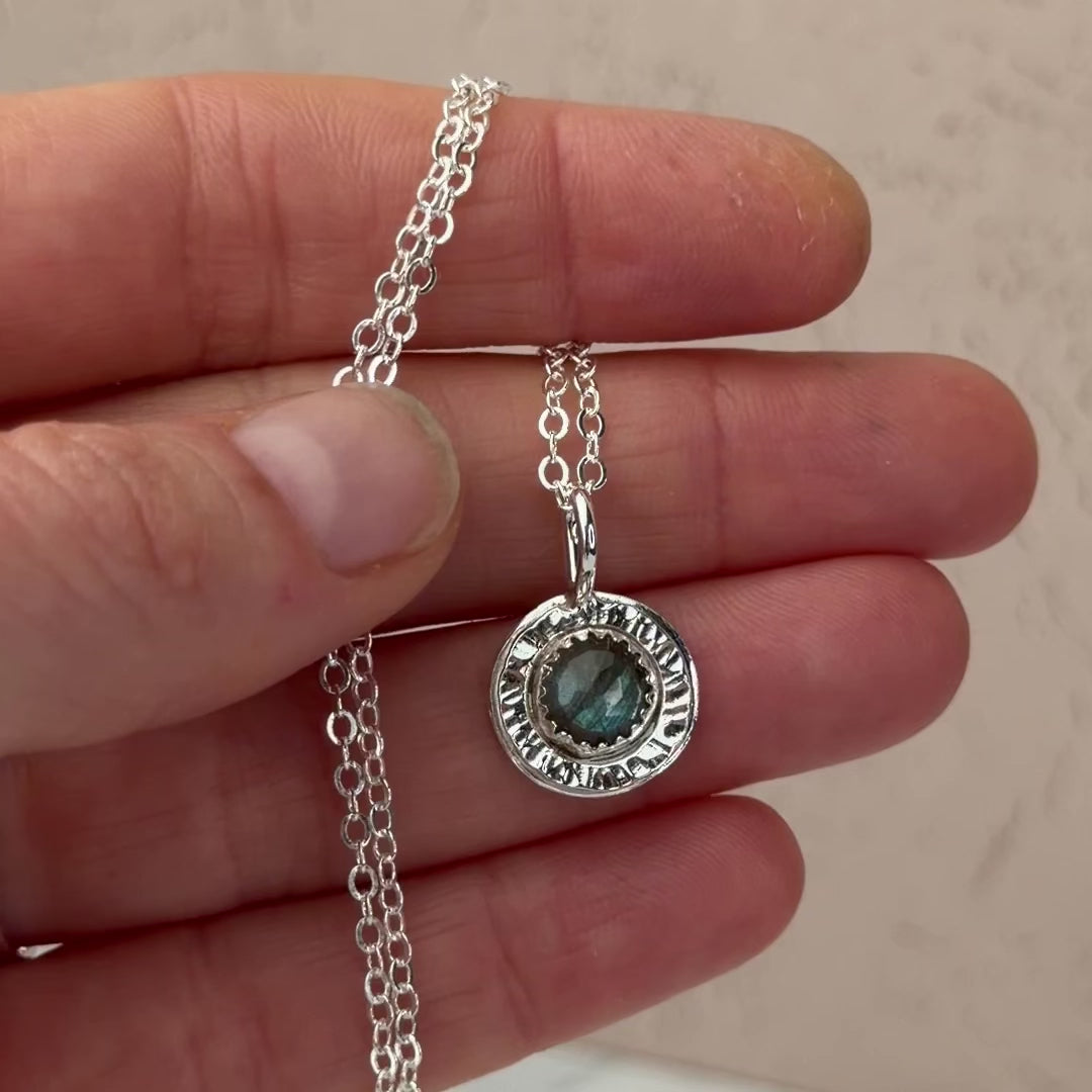Load video: Small Labradorite Pendant Necklace
