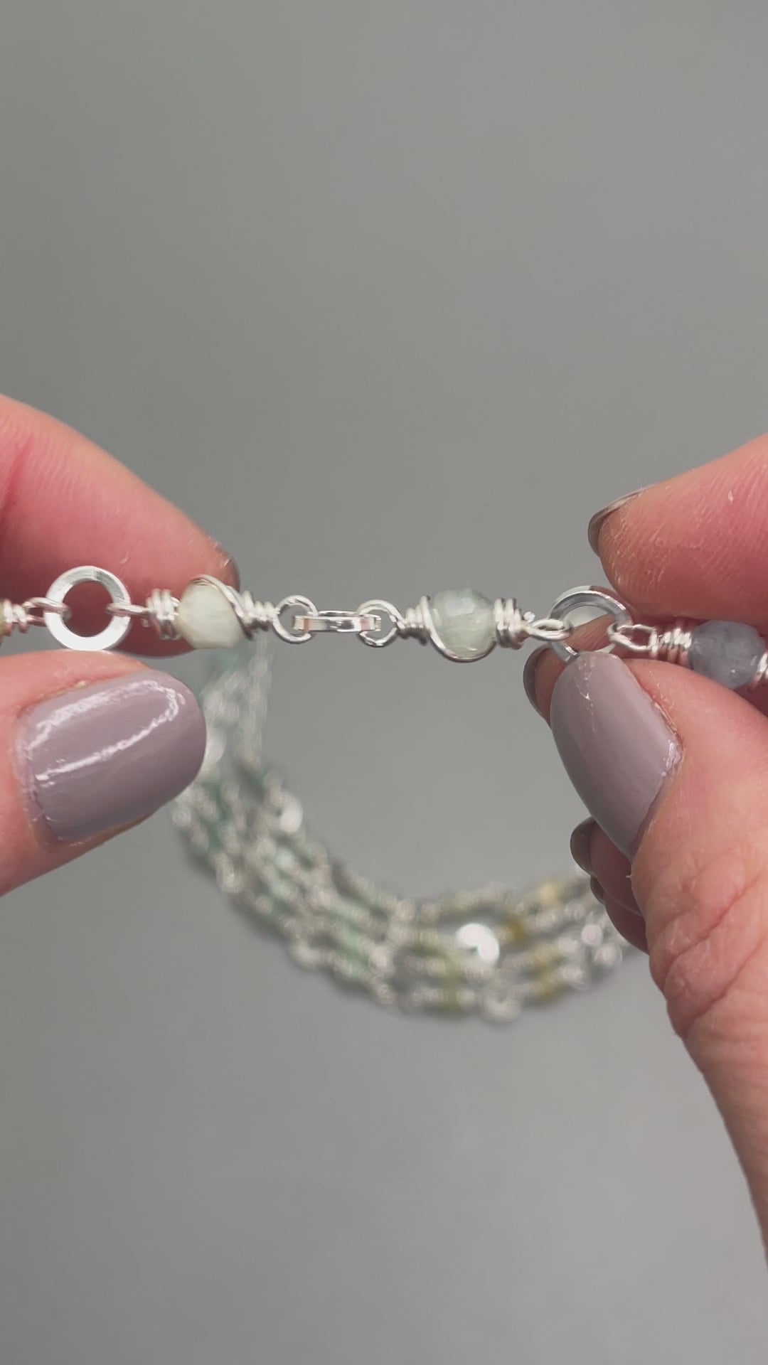 Load video: Aquamarine Wire Wrapped Chain Bracelet