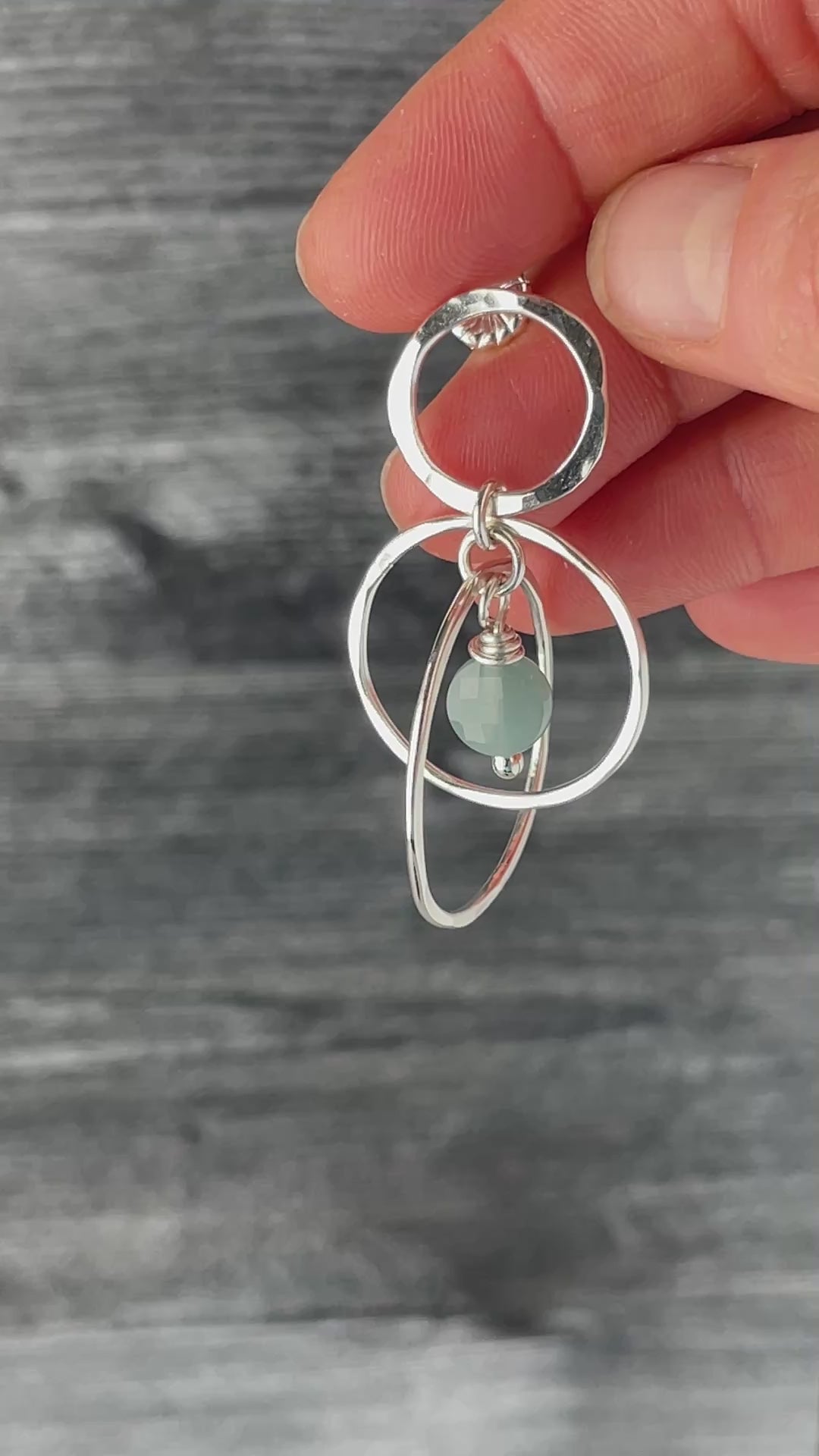 Load video: Blue green Jade Orbit Dangles