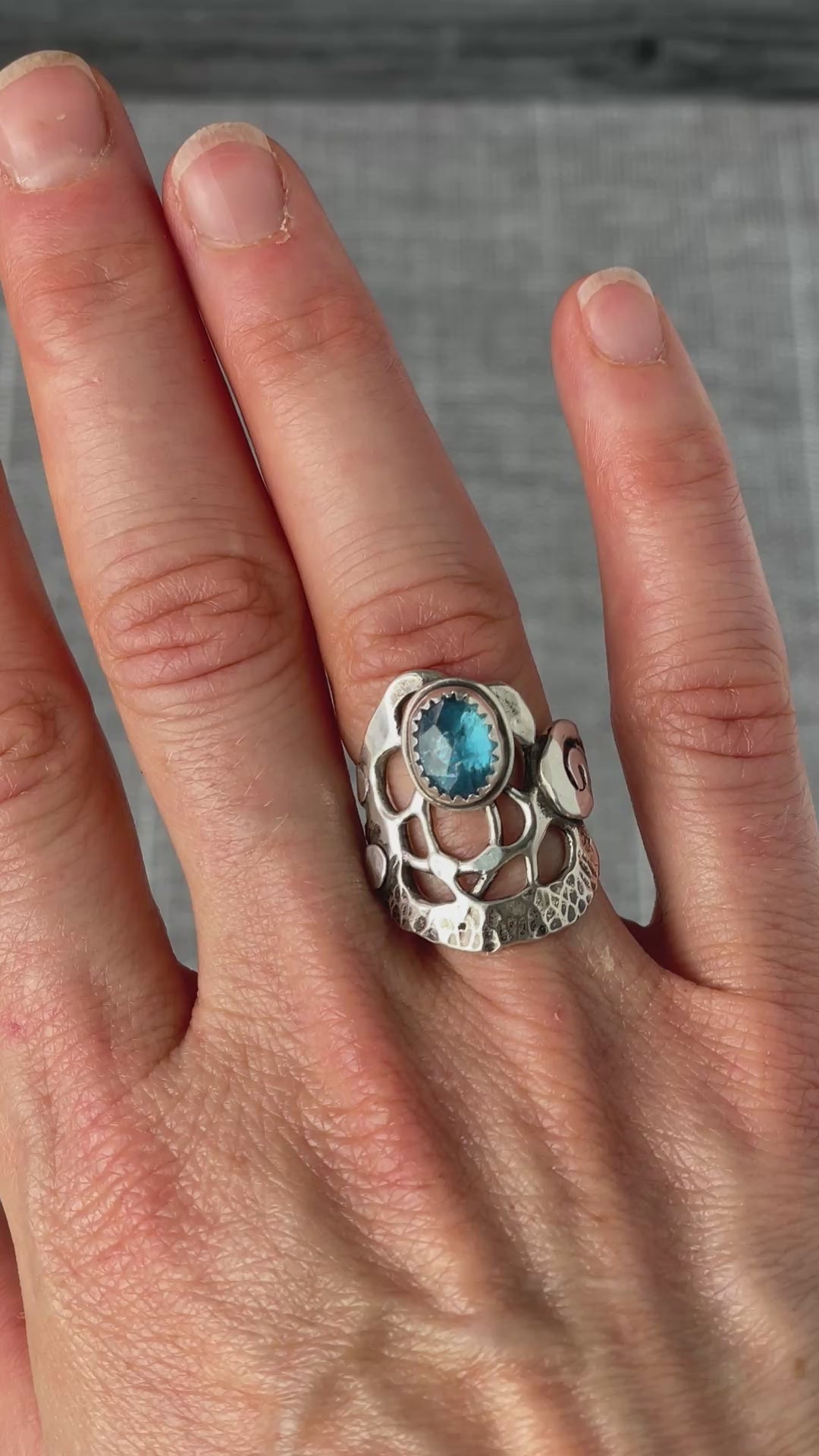 Load video: Blue Apatite Spiral Ring