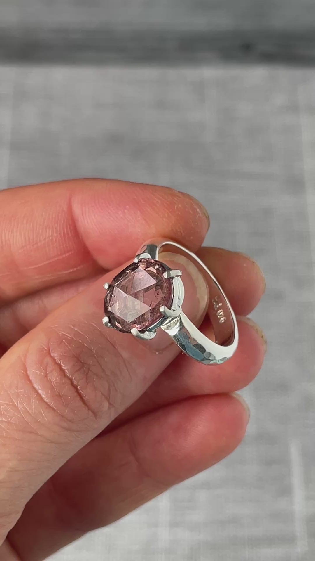 Load video: Pink Tourmaline Prong Set Ring