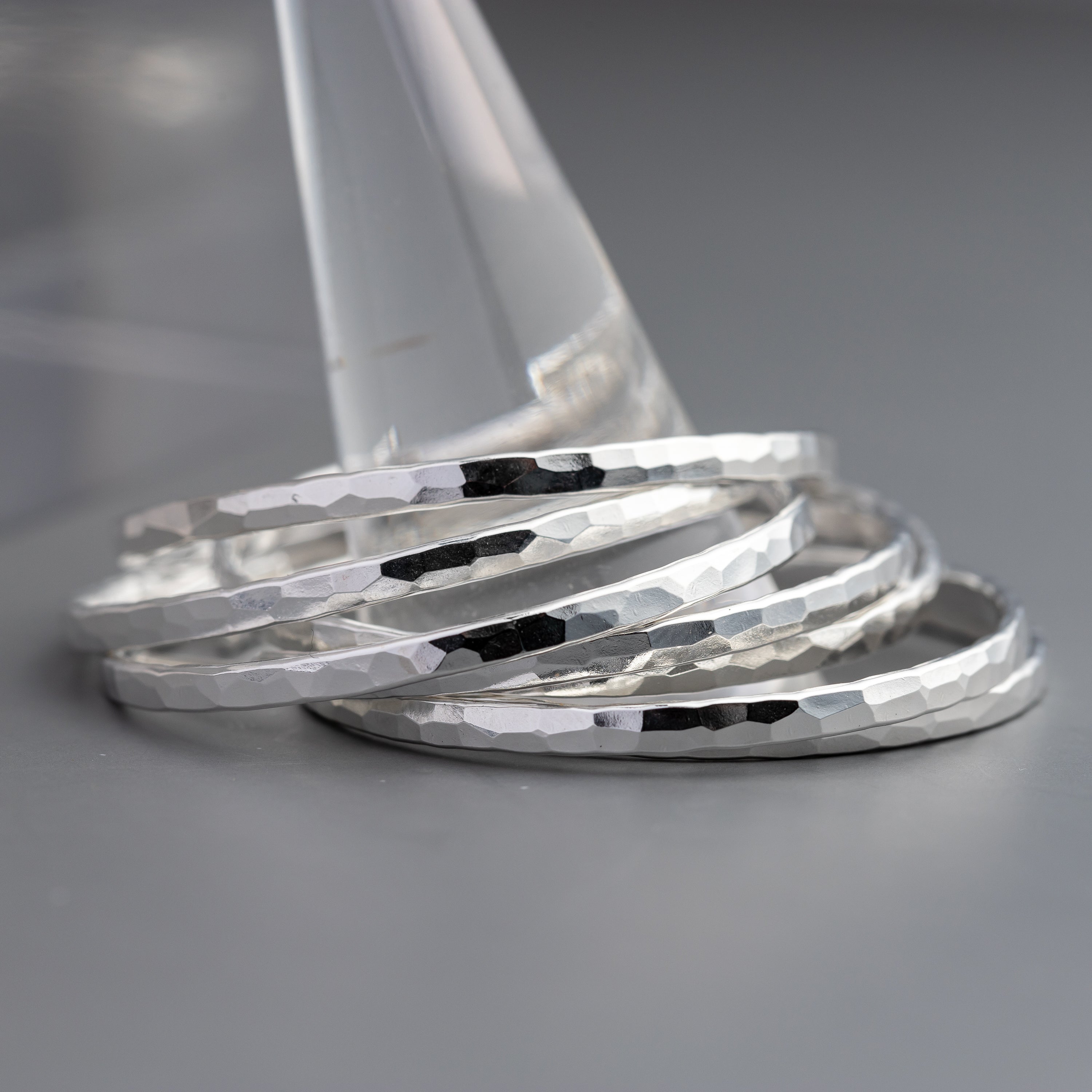 handcrafted silver hoops with artisan hammer texture