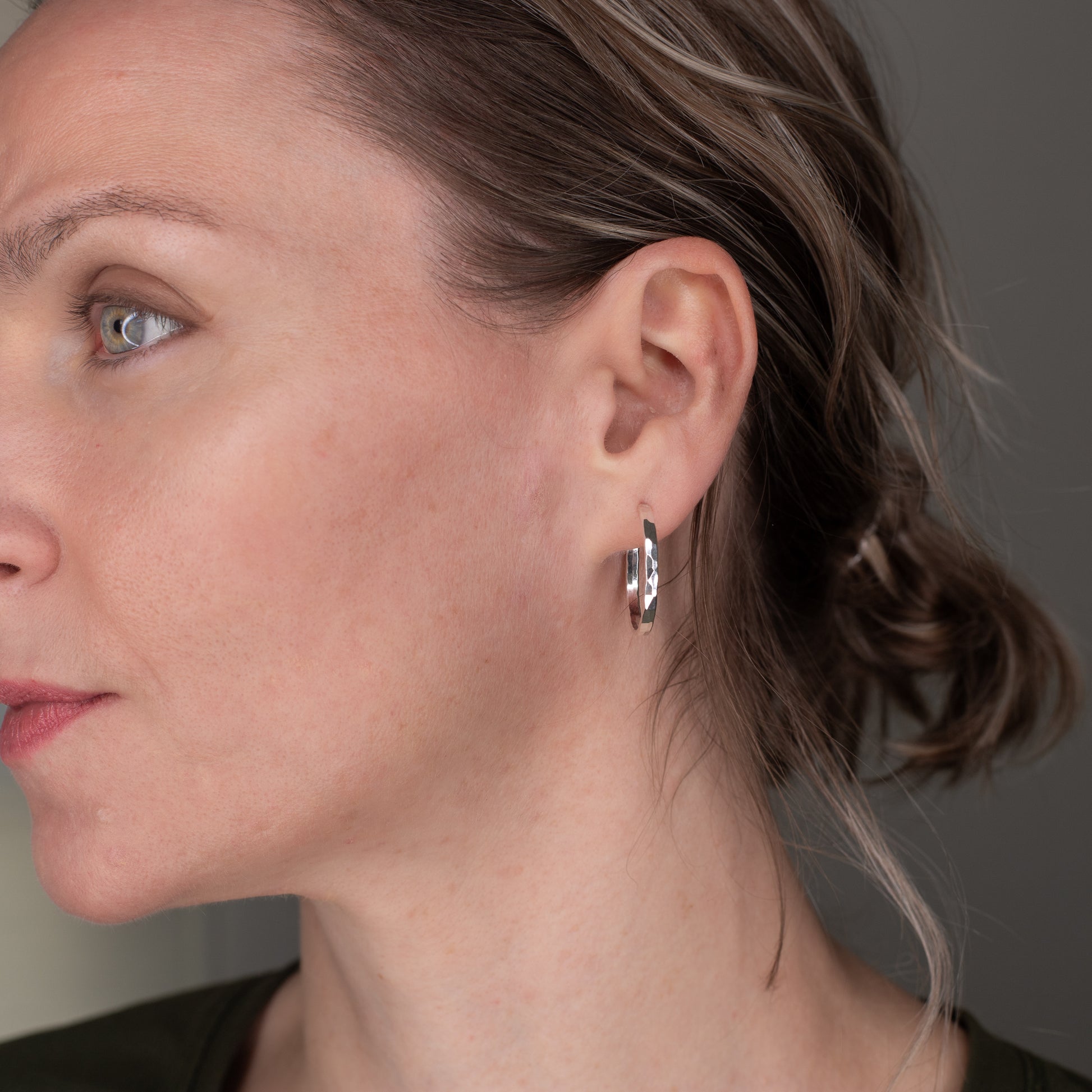 thick silver hoops, hammered silver jewelry, minimalist jewelry gifts for her