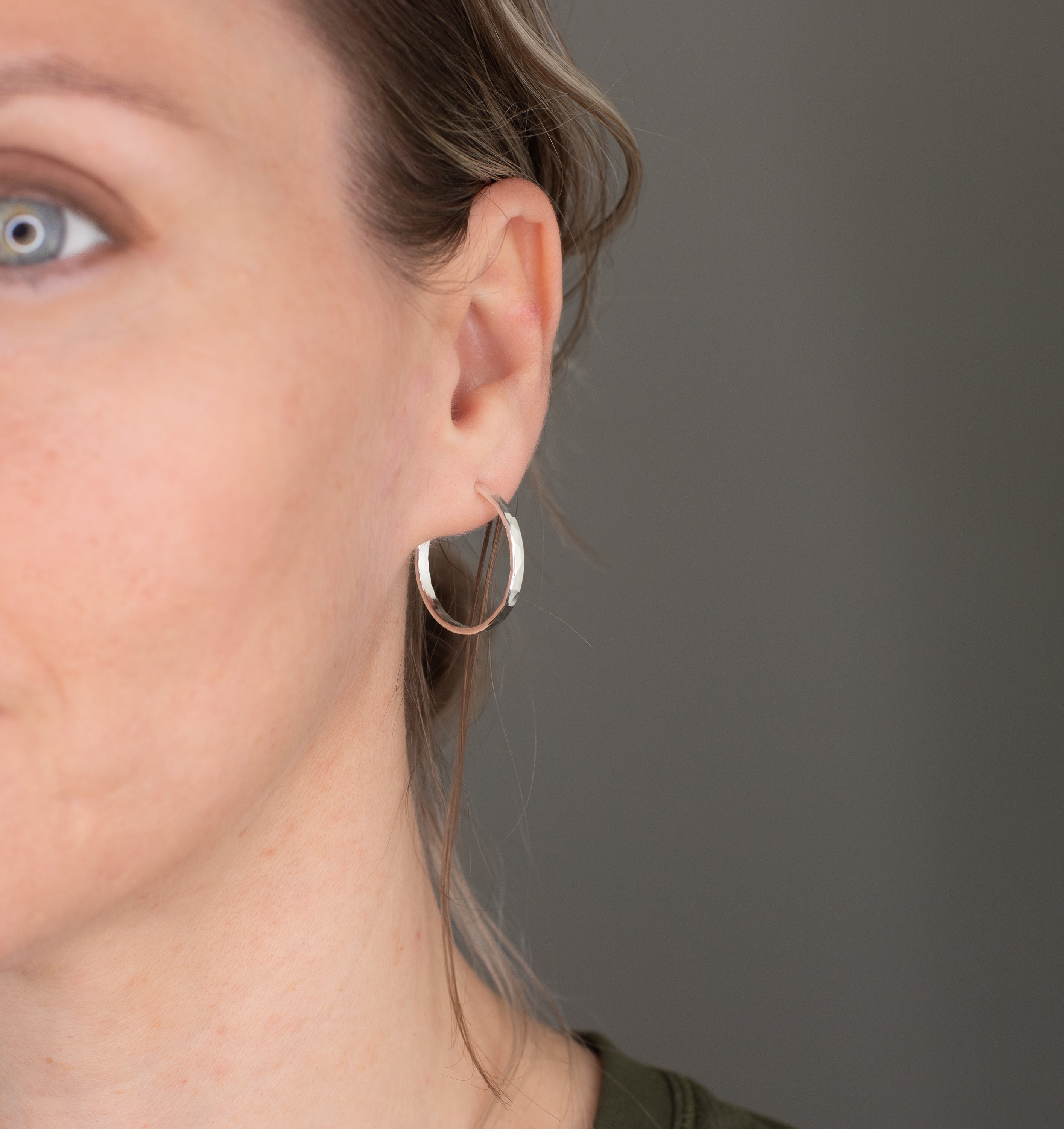 modern everyday earrings, thick silver hoops