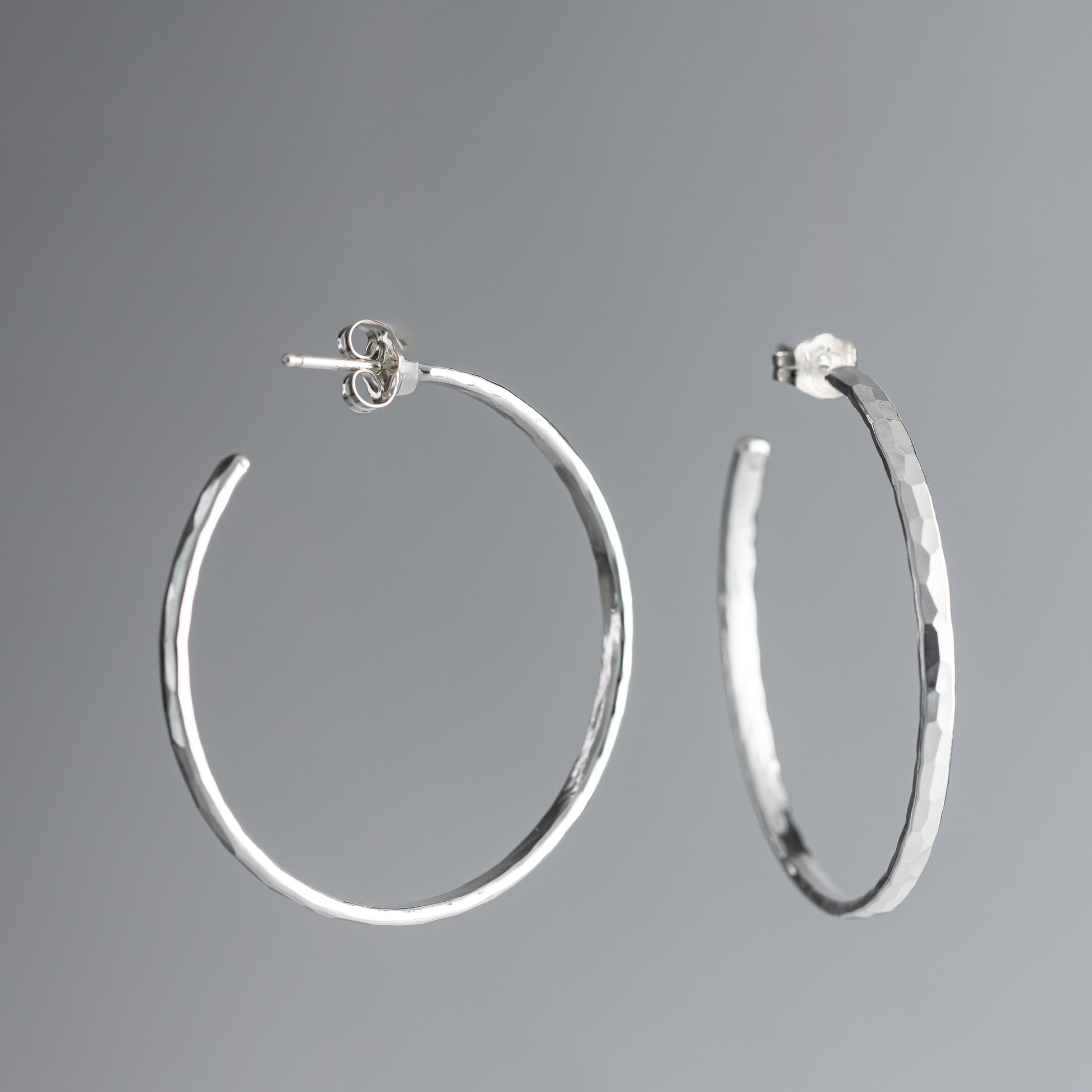 handcrafted sterling silver hoop earrings in a statement making size perfect for everyday