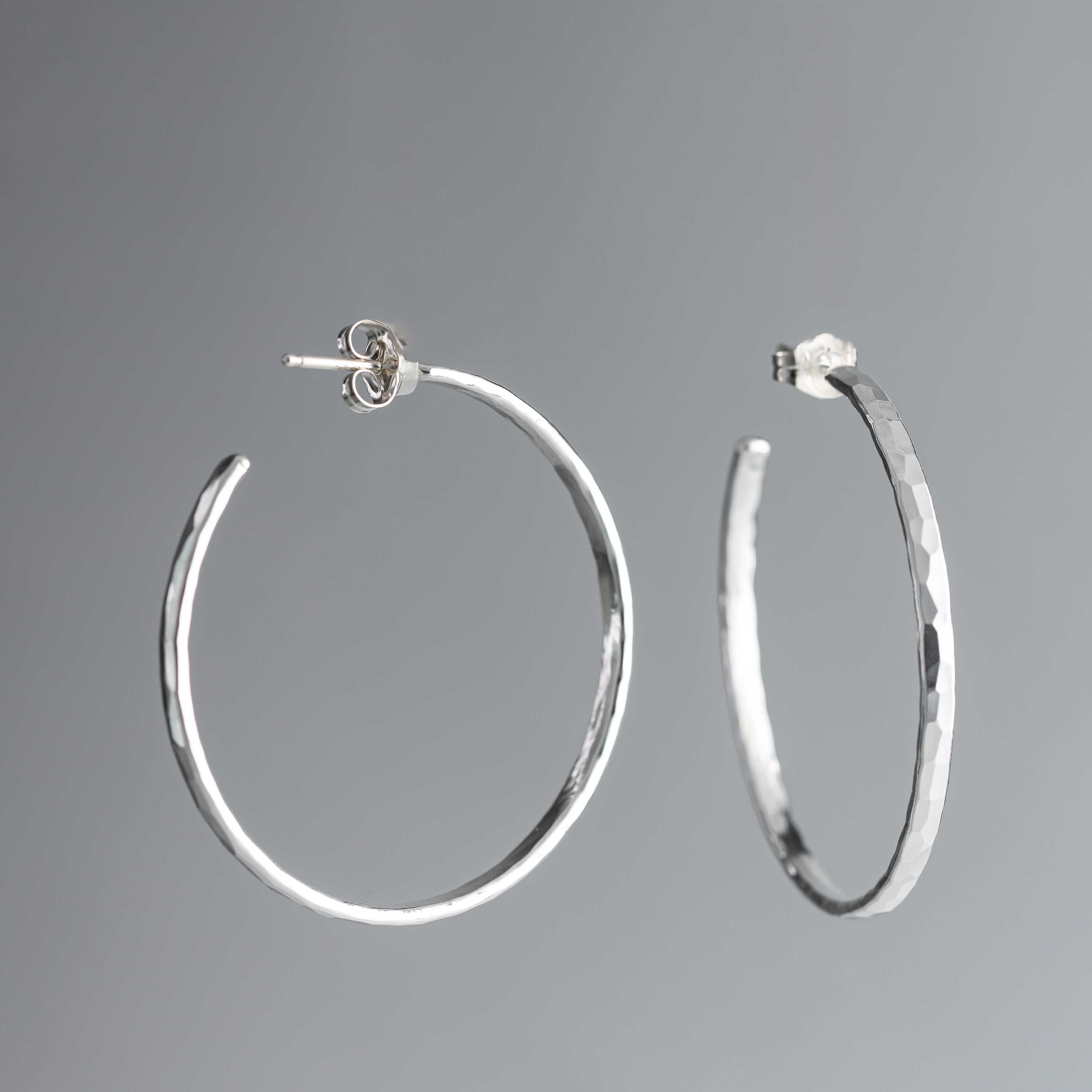 handcrafted sterling silver hoop earrings in a statement making size perfect for everyday