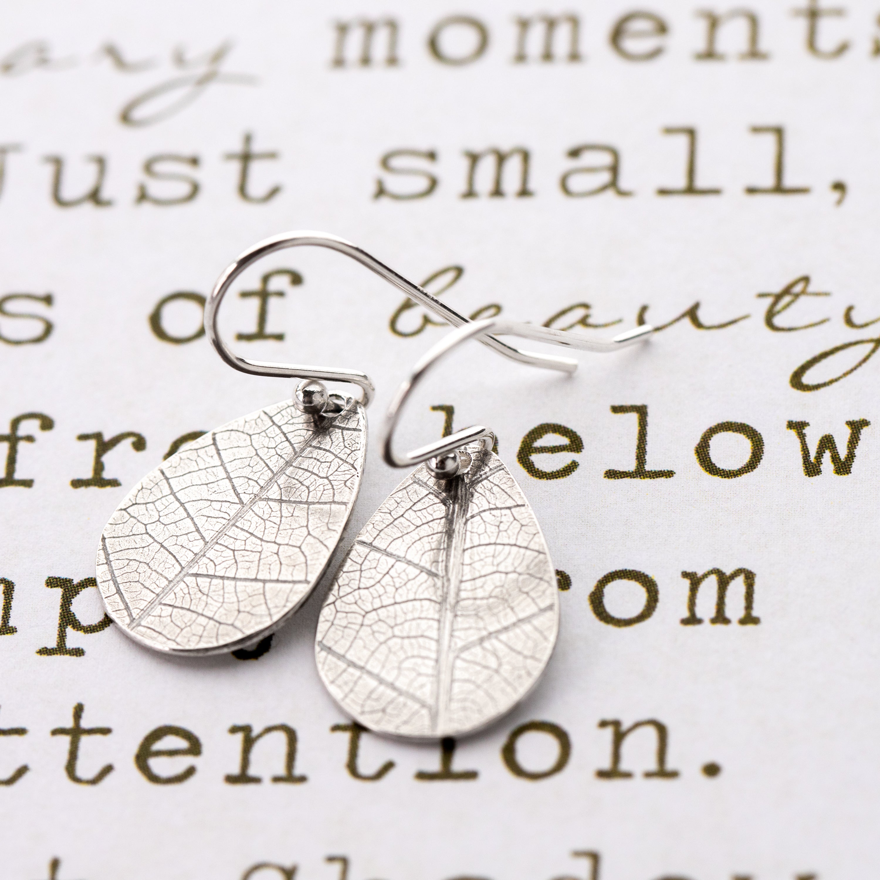 Small Leaf Embossed Teardrops