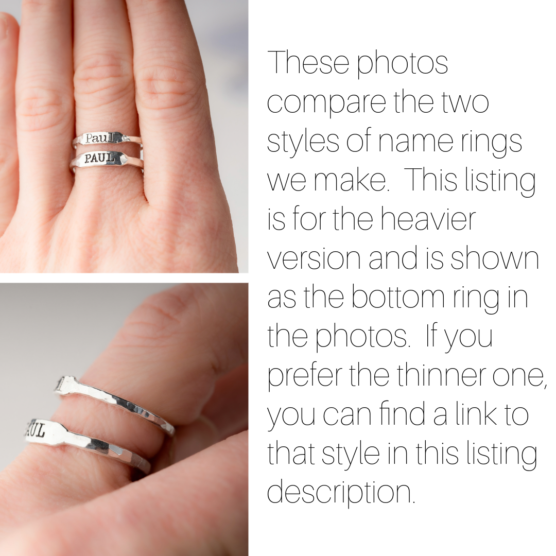 handmade silver name rings