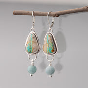 Turquoise and Jade Dangle Earrings